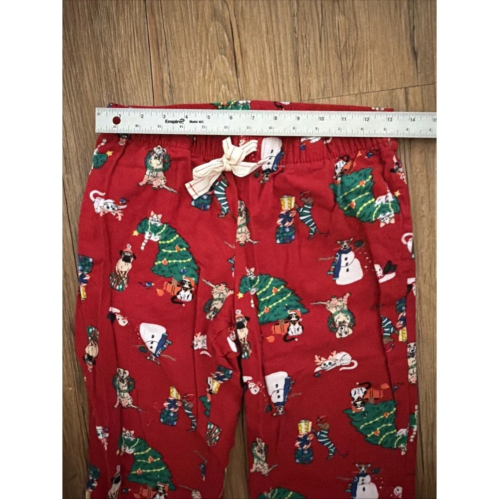 Old Navy Size Xs Dog & Cat Christmas Themed Flannel Pajama Bottoms Red Long